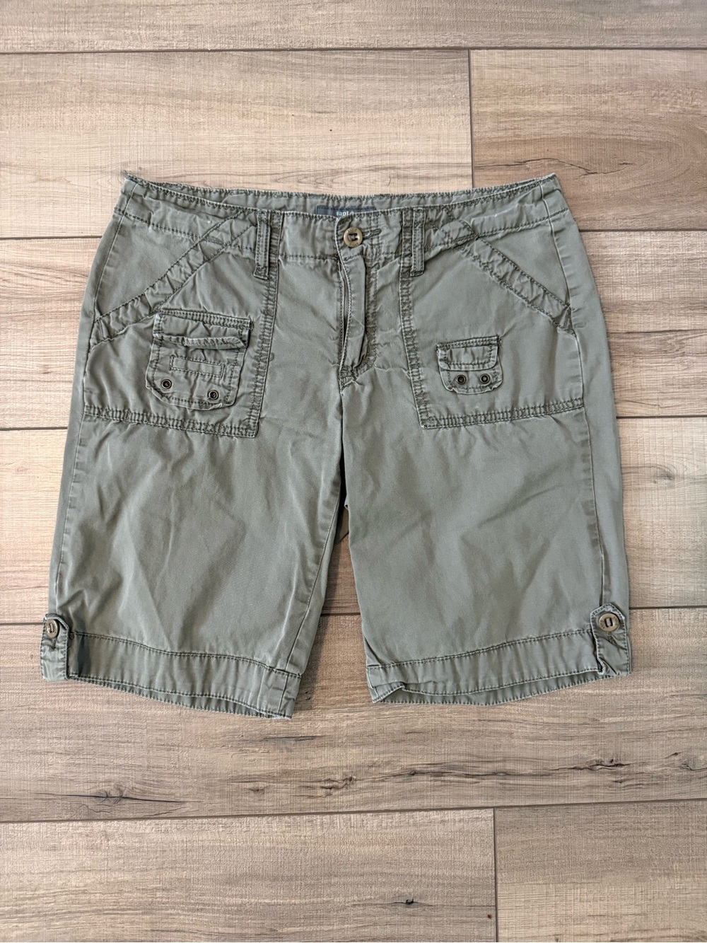 Apt 9 100% Cotton Green Khaki Cargo Outdoor Hiking Shorts
